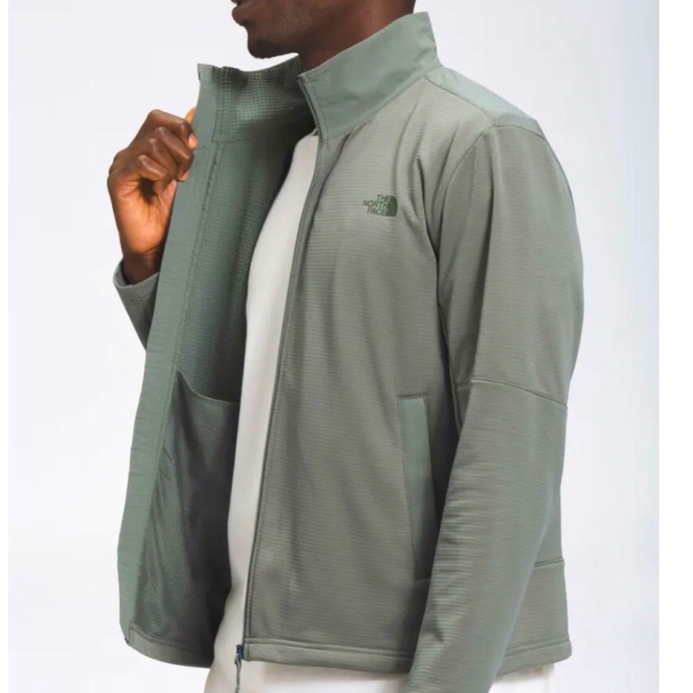 The North Face Men’s Wayroute Full Zip Fleece Jacket Sz Large Agave Green EUC